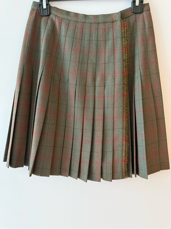Dior Dresses & Skirts - Christian Dior Olive Green 100% Wool Plaid Pleated Mini Skirt Size 6 Made Italy